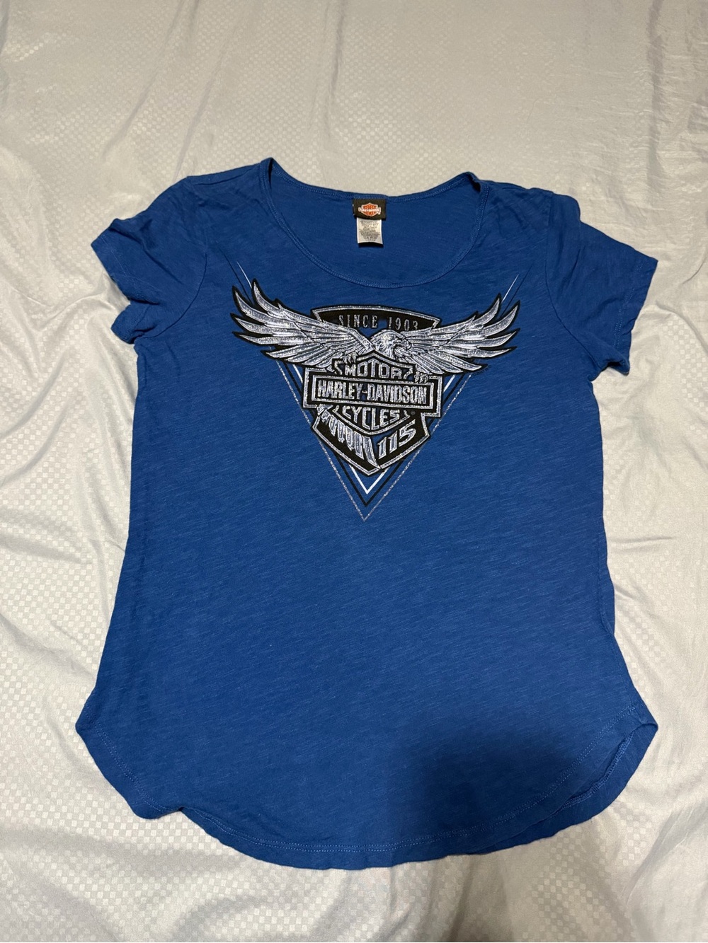 Harley-Davidson Womens Blue 115th Anniversary Lake of the Ozarks MO T-Shirt sz L